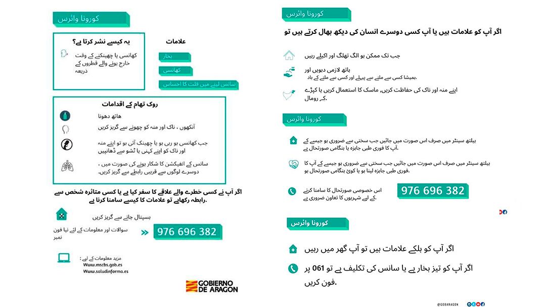Coronavirus Instrucciones en urdu