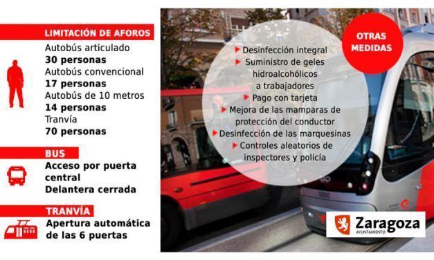 Normas para buses y tranvías de Zaragoza durante la alerta sanitaria por coronavirus