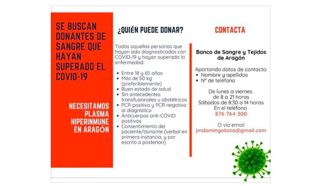 El Banco de Sangre busca donantes que hayan superado el Covid-19