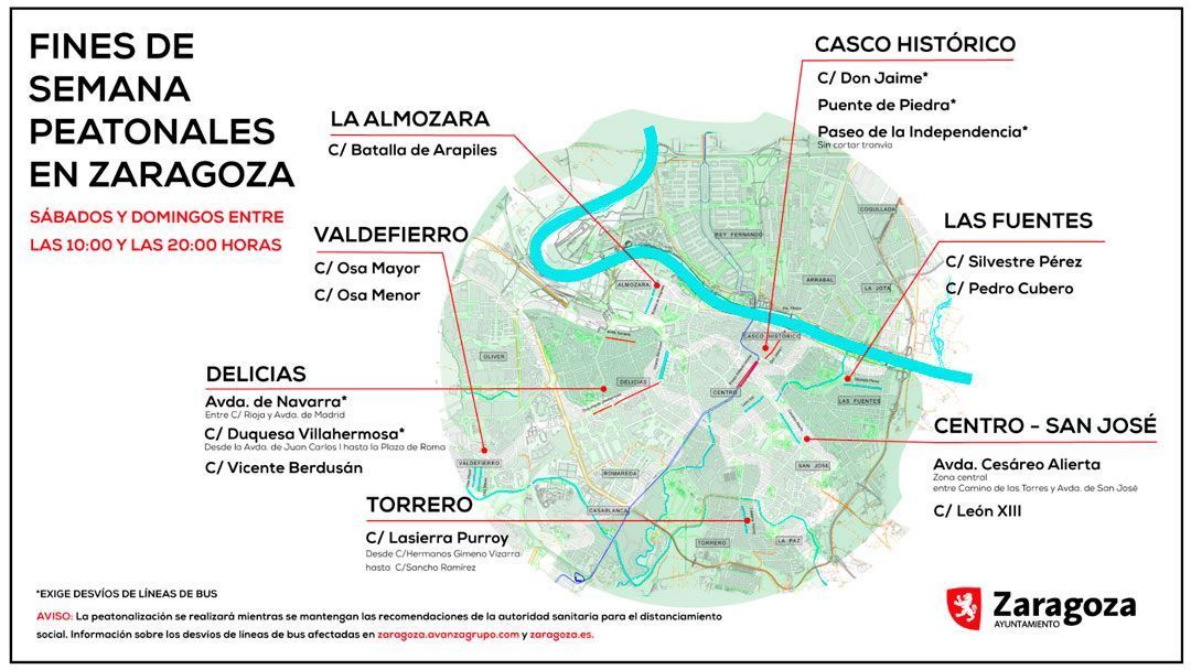 Fines de semana peatonales en Zaragoza