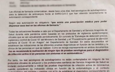 El Salud no recomienda prescribir los test serólógicos de las farmacias